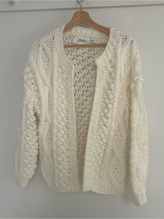 Chicwish Sweaters - Handmade Chunky Open-Front Cream Cable Knit Cardigan